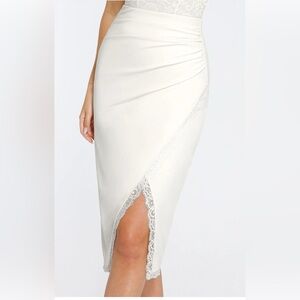 Elegant Cream Lace Trim Skirt